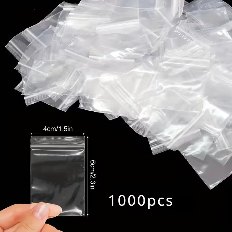 1000 SACCHETTI PLASTICA RICHIUDIBILI 4x6 CM ZIP BAG TRASPARENTI MINI BUSTINE