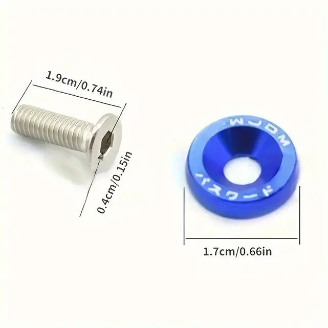 10 PEZZI VITI M6 X 20 MM + 10 RONDELLE ALLUMINIO SVASATE COLORE BLU MOTO AUTO