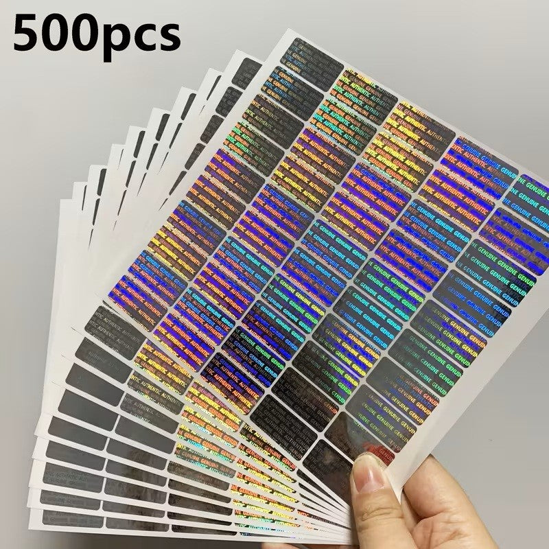 500pz Etichette Olografiche GENUINE AUTHENTIC Sigillo garanzia Sicurezza 30x15mm