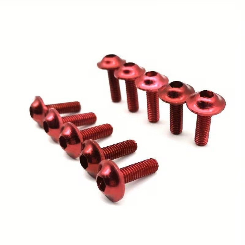 Kit 10 viti parabrezza moto M5x15 in alluminio rosse brugola universali