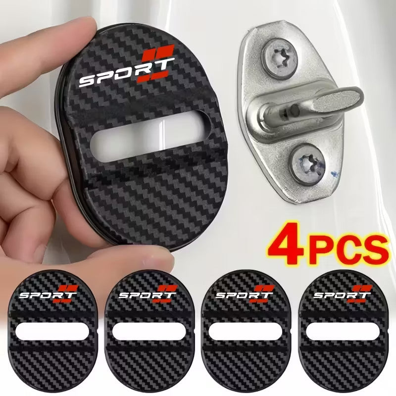 Coperture Serratura Porta Auto 4 Pezzi Nero Rosso SPORT Universali