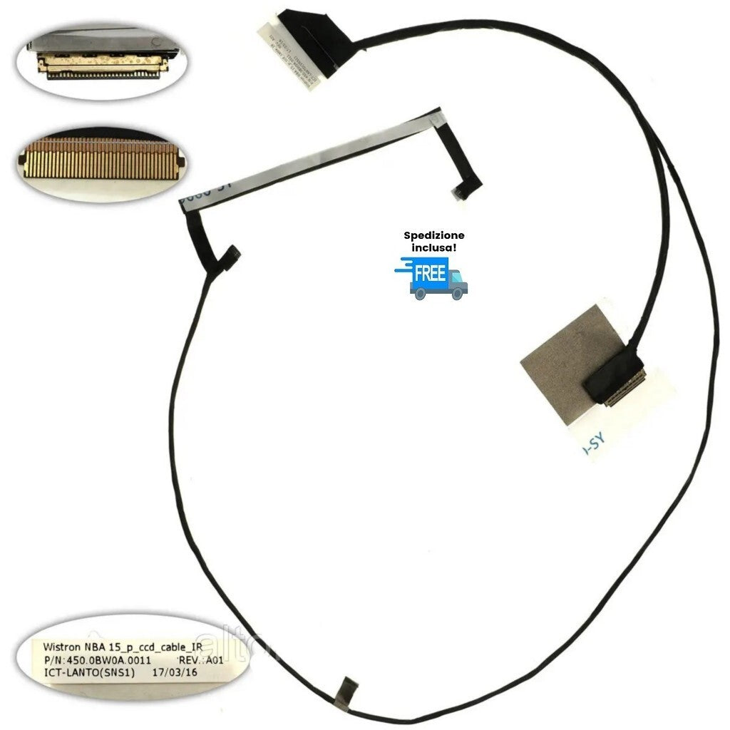 HP 15-BR cavo flat display video LED 30 pin 450.0BW0A.0011