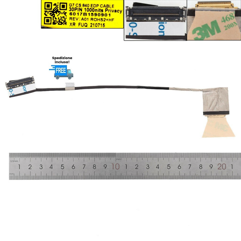 CAVO FLAT VIDEO LED HP 840 G7 845 G7 6017B1590901 30 PIN EDP CABLE