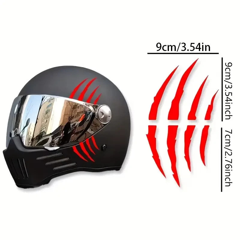 ADESIVO CASCO GRAFFIO ARTIGLI BELVA COLORE ROSSO STICKER MOTO MONSTER