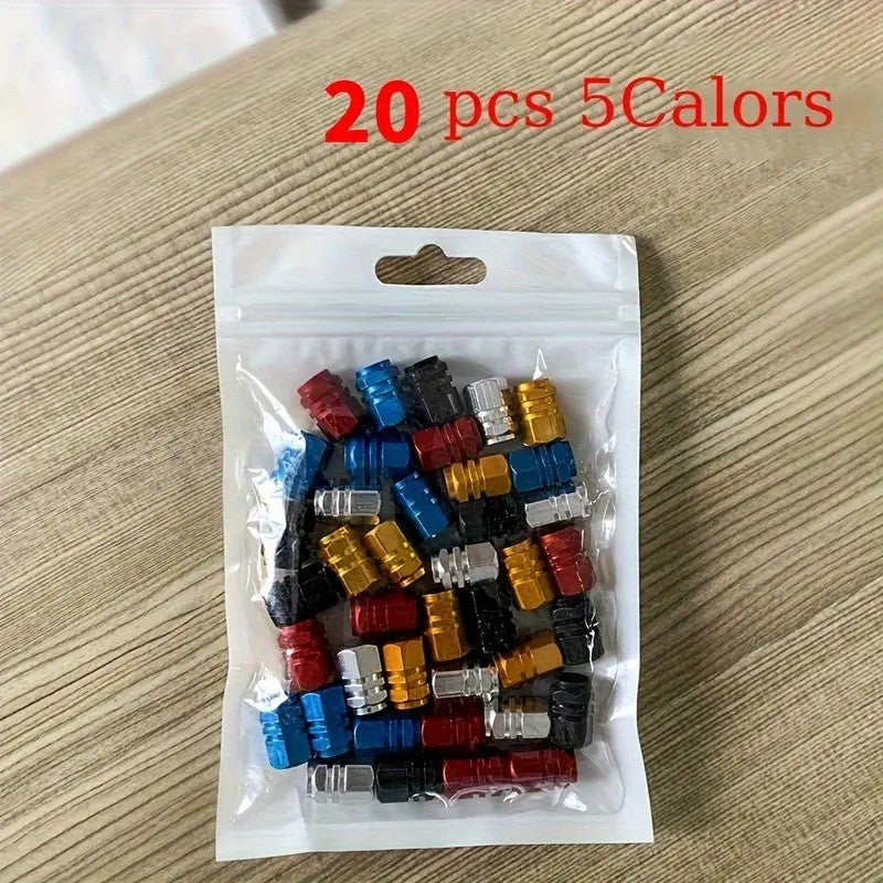 Set 20 Cappucci Valvole gomma cerchio Auto moto tappi Rosso Blu Nero Oro Argento