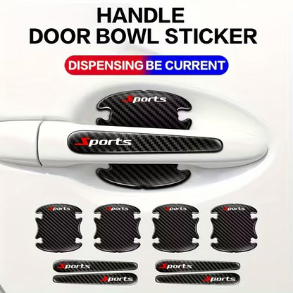 8 Pezzi Adesivi Carbon Look sport Protezione Maniglia Portiera Auto Universali