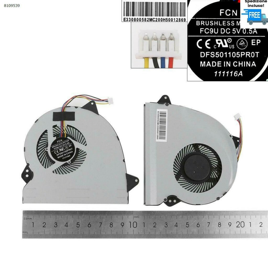 VENTOLA CPU FAN 4 PIN PER ASUS GL552 GL552J GL552JX GL552VL GL552VW GL552VX