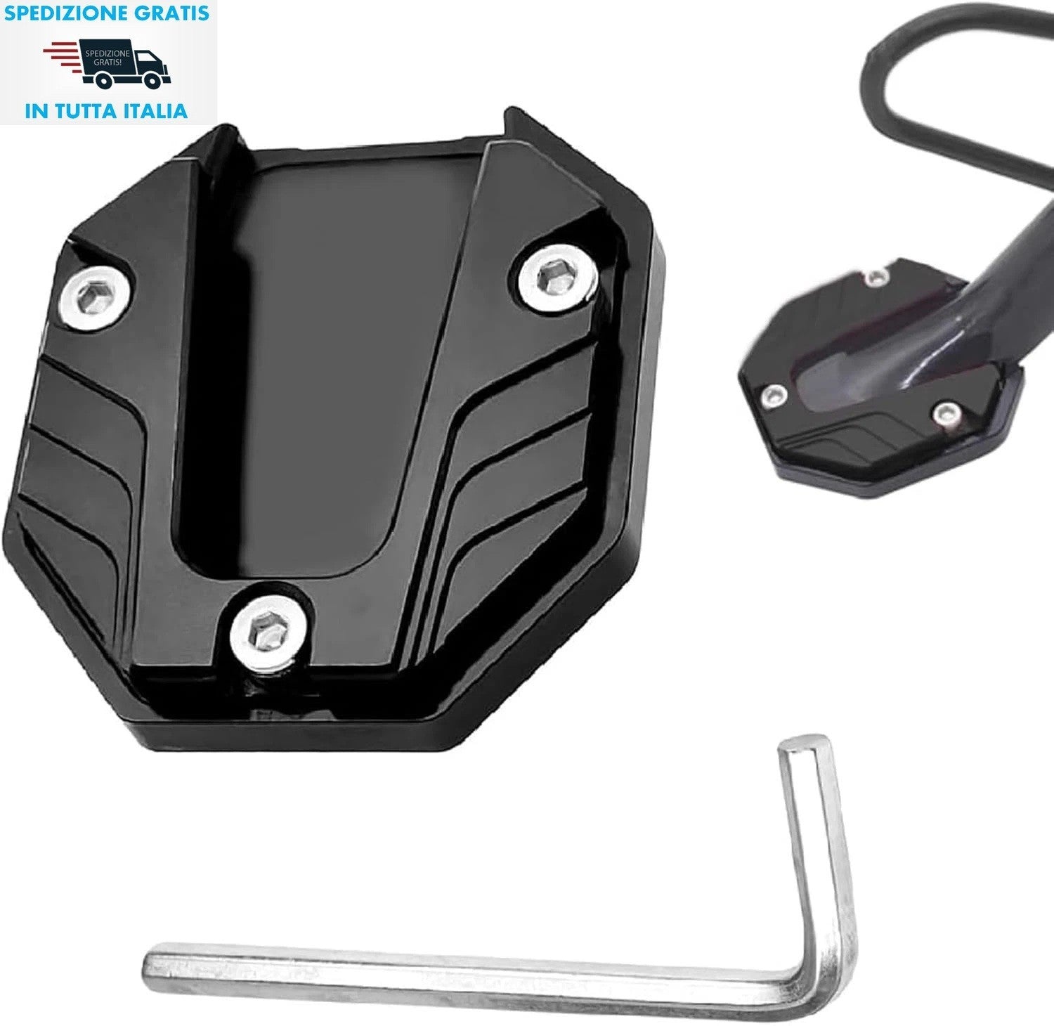 PIASTRA DI ESTENSIONE CAVALLETTO LATERALE PER  MOTO SCOOTER  COLORE NERO