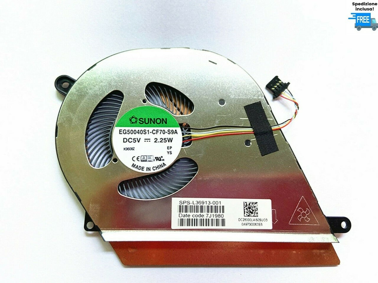 VENTOLA HP CHROMEBOOK X360 14-DA  4 PIN FAN SPS- L36913-001 COOLER VERSIONE 2