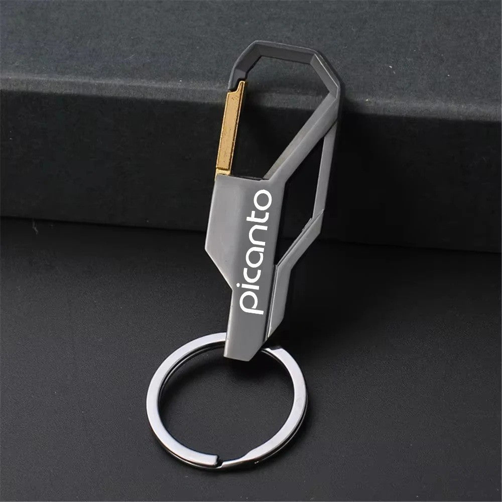 Portachiavi auto compatibile Picanto in lega di alluminio grigio oro universale