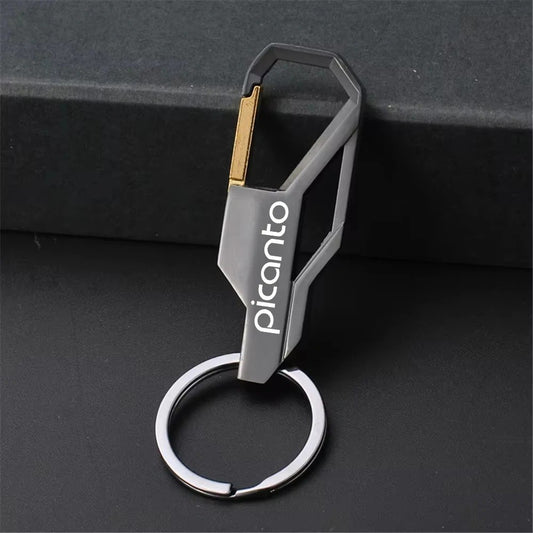 Portachiavi auto compatibile Picanto in lega di alluminio grigio oro universale