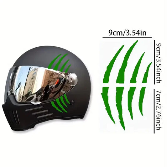 ADESIVO CASCO GRAFFIO ARTIGLI BELVA COLORE VERDE STICKER MOTO MONSTER