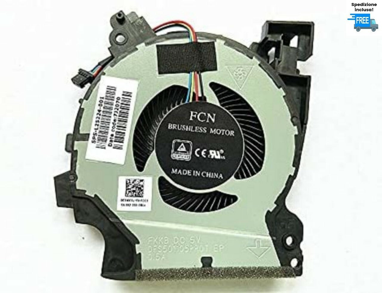 VENTOLA HP ZBOOK 15V G5 TPN-C134 CPU FAN COOLER 4 PIN SPS- L25224-001 VERSIONE 2