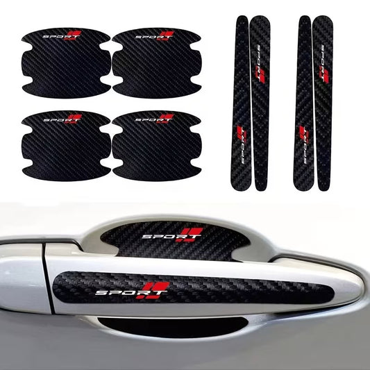 8 Pezzi Adesivi Carbon Look sport Protezione Maniglia Portiera Auto Universali