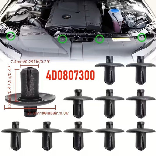10X CLIP AUDI A4 A5 A8 Q3 Q5 TT VW GOLF PASSAT 4D0807300 RIVETTI VANO MOTORE