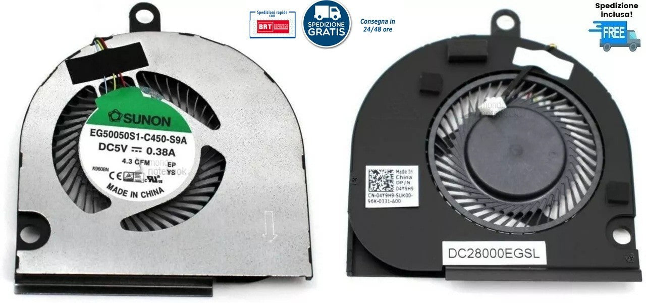 VENTOLA DELL LATITUDE E5550 FAN COOLER NUOVA 4 PIN DC 5V  0,38A