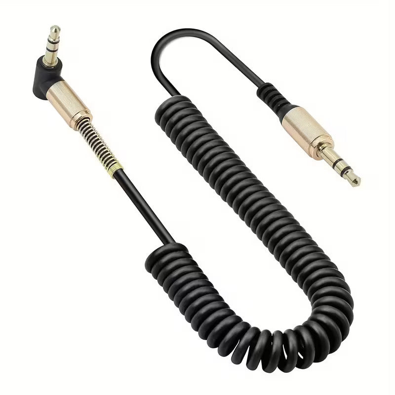 CAVO AUDIO AUX 3,5 MM MASCHIO MASCHIO ANGOLATO A SPIRALE TRS 90 GRADI