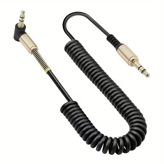 CAVO AUDIO AUX 3,5 MM MASCHIO MASCHIO ANGOLATO A SPIRALE TRS 90 GRADI