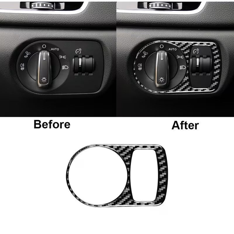 CORNICE MODANATURA COMANDO FARI AUDI Q3 2013-2018 CARBON LOOK COVER DECORATIVA