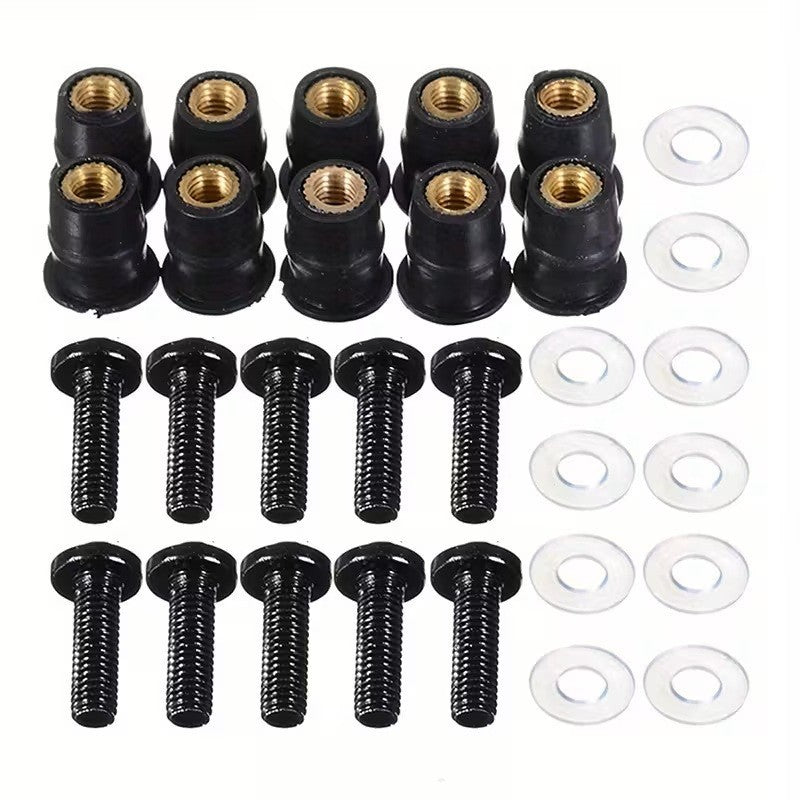 10 Viti Dadi M5x18 mm Parabrezza Carena Moto Honda Suzuki Yamaha Kit Fissaggio