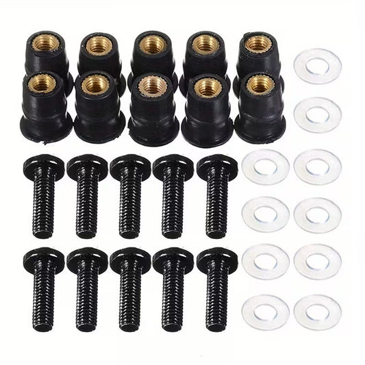 10 Viti Dadi M5x18 mm Parabrezza Carena Moto Honda Suzuki Yamaha Kit Fissaggio