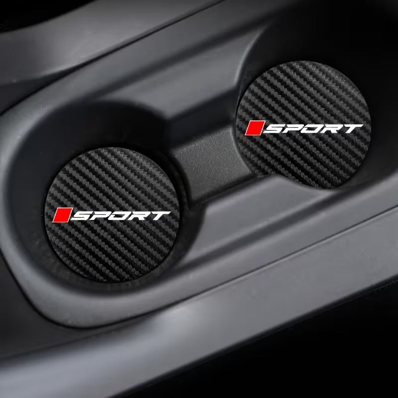 2 Sottobicchieri carbon look SPORT per portabicchieri Audi BMW Mercedes VW