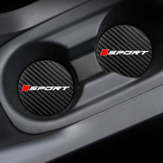 2 Sottobicchieri carbon look SPORT per portabicchieri Audi BMW Mercedes VW