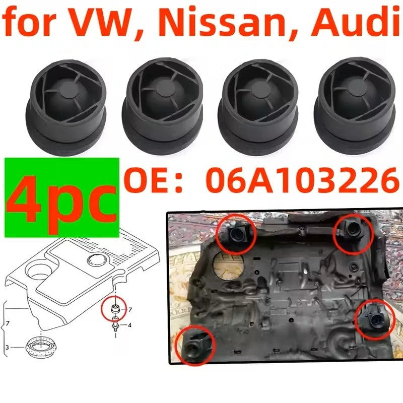 4X PARACOLPI COPERTURA MOTORE 06A103226 GOMMINI SUPPORTO VW AUDI SKODA SEAT