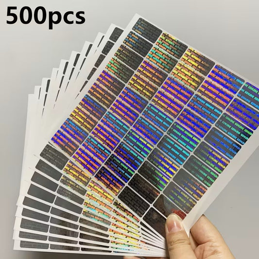 500pz Etichette Olografiche GENUINE AUTHENTIC Sigillo garanzia Sicurezza 30x15mm