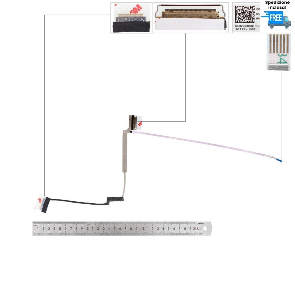CAVO FLAT VIDEO HP 15-CX TPN-C133  FHD 40 PIN CABLE LED LVDS DC02C00I400
