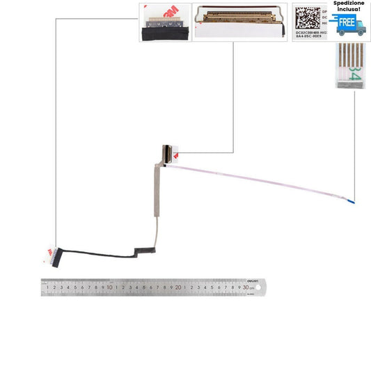 CAVO FLAT VIDEO HP 15-CX TPN-C133  FHD 40 PIN CABLE LED LVDS DC02C00I400