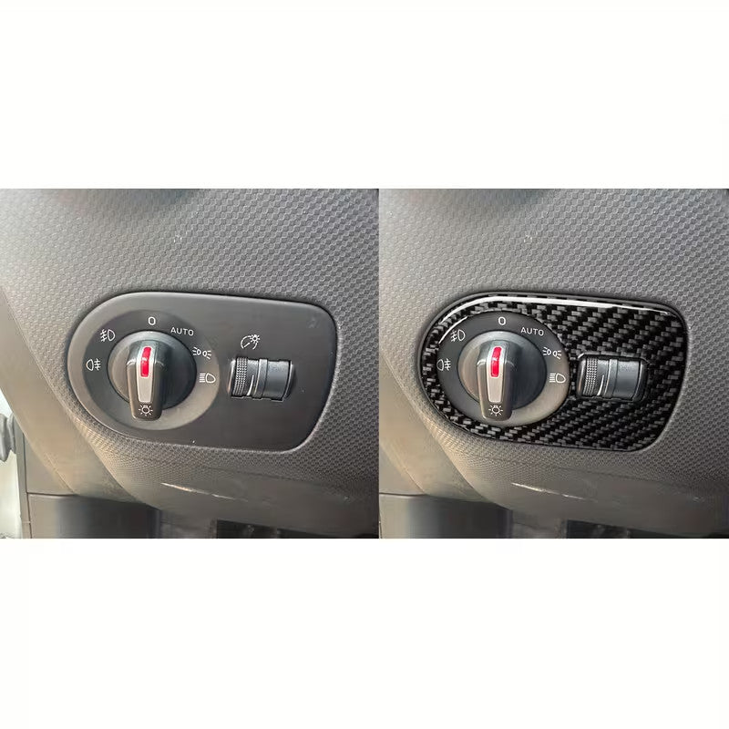 CORNICE COMANDO FARI SEAT LEON 2005-2012 CARBON LOOK COVER MASCHERINA DECORATIVA