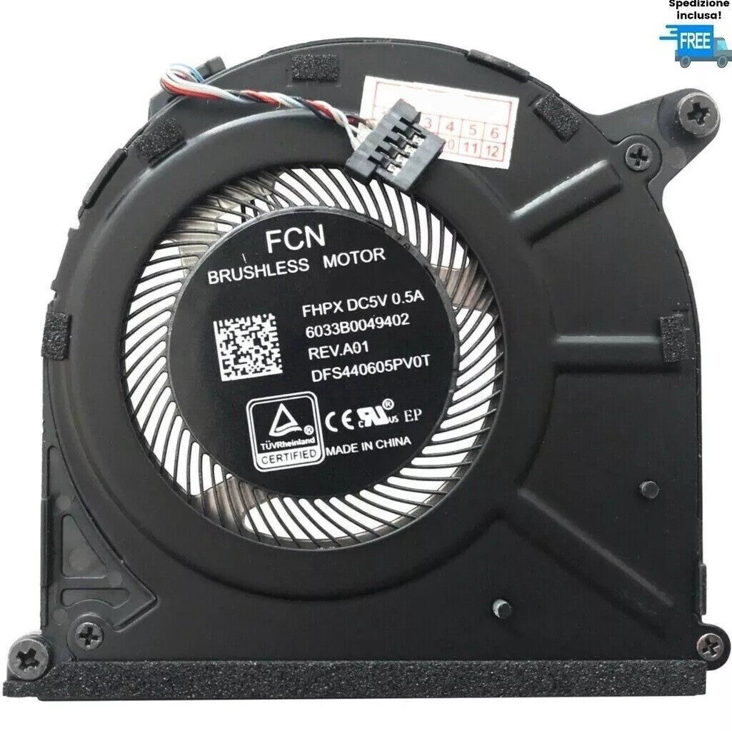 FAN HP ELITEBOOK X360 1030 G2 VENTOLA NUOVA CONNETTORE 4 PIN