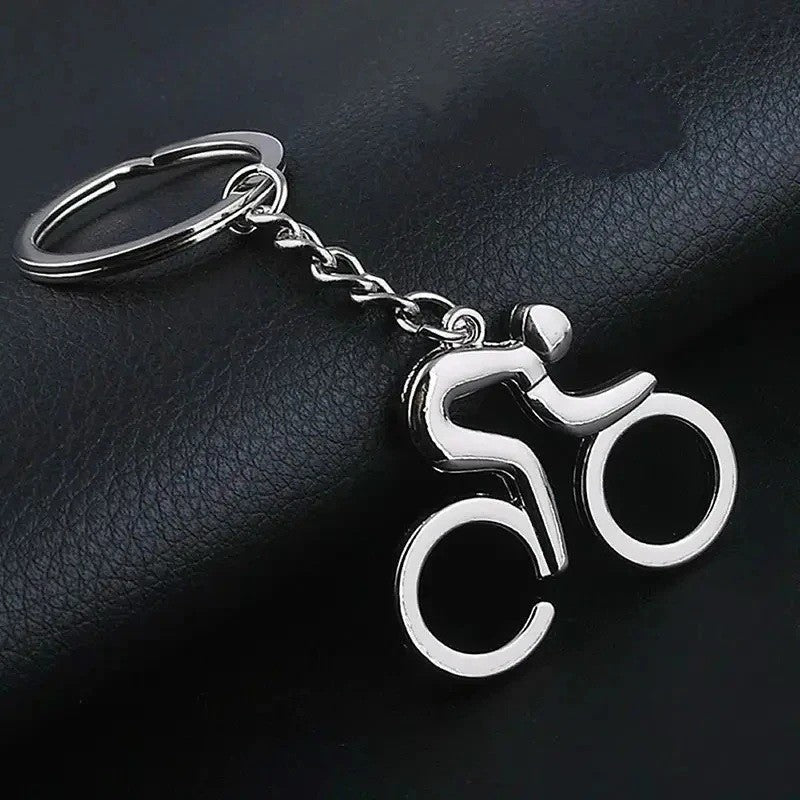 PORTACHIAVI CON CIONDOLO BICI CICLISMO SPORT  BICICLETTA IN ACCIAIO FIGURA IN 3D