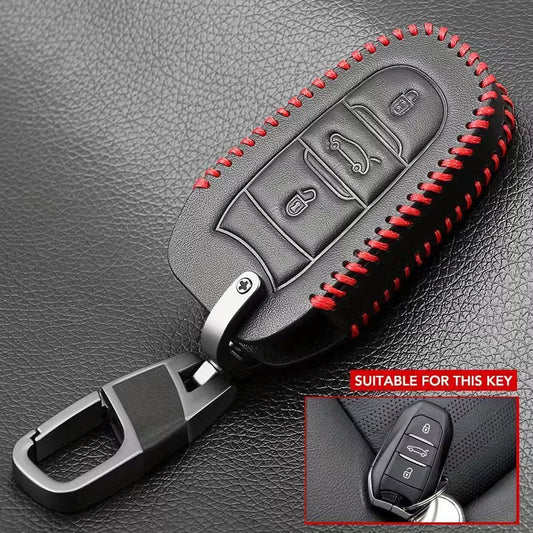 Custodia chiave + portachiavi lega e pelle Citroen C1 C2 C3C4 C5 DS3 DS4 DS5 DS6