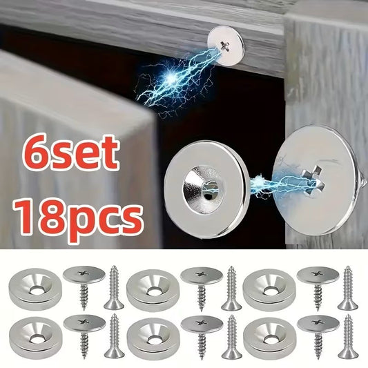 Clip Chiusura Magnetica Ante Armadio Gancio Magnetico Metallo Nascosta 6 Pezzi