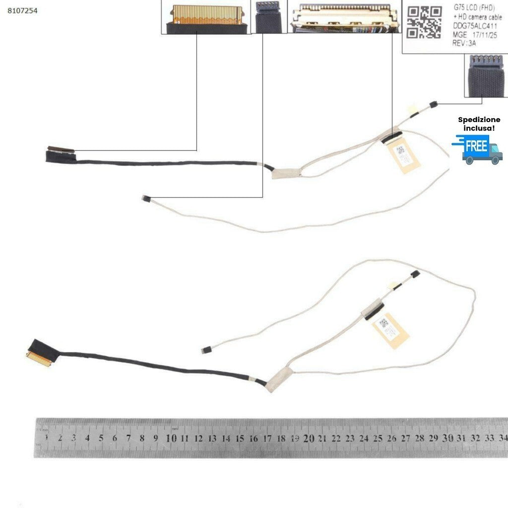 CAVO FLAT VIDEO HP 15-CB TOUCH 30 PIN CABLE LED LVDS DDG75ALC411