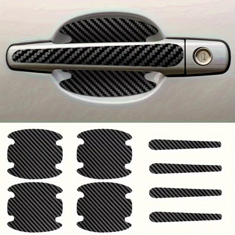 8 Pezzi Adesivi Carbon Look Protezione Maniglia Portiera Auto Universali