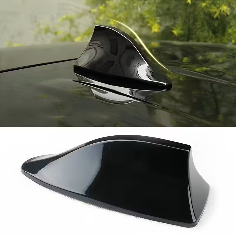 Antenna Pinna di Squalo Universale Auto Nero Base Adesiva Shark Fin Accessorio