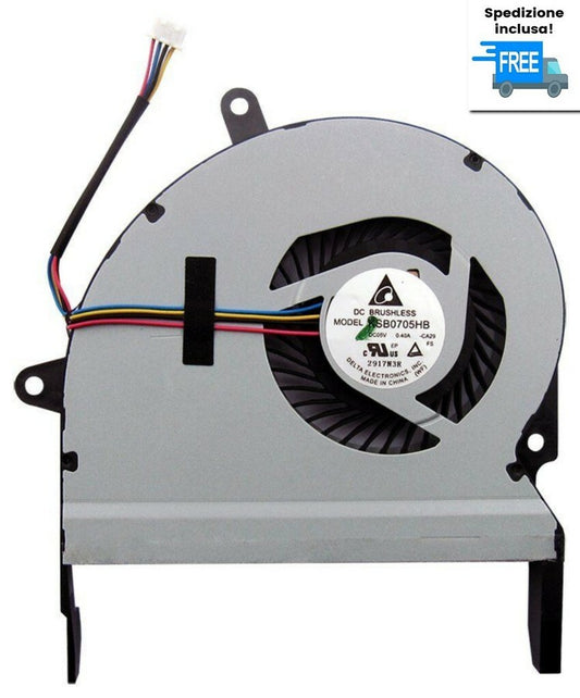 VENTOLA CPU FAN 4 PIN PER ASUS X401 X401A X401U F401A COOLER RAFFREDDAMENTO