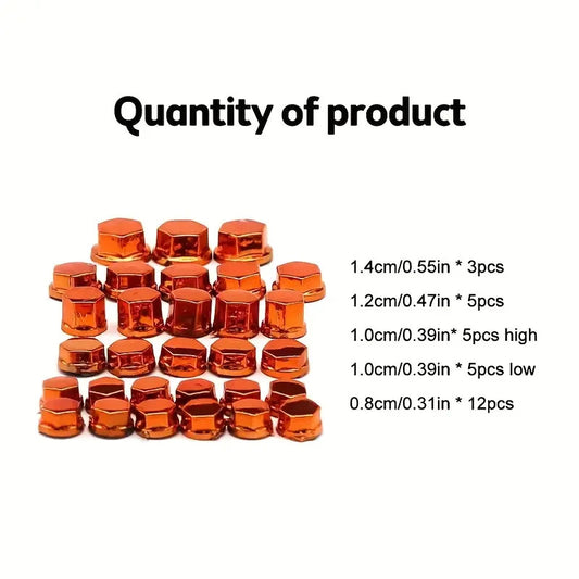 KIT 30 PEZZI COPRI DADO  X MOTO SCOOTER  COPRIDADI COLORE ROSSO TAPPI PROTEZIONE