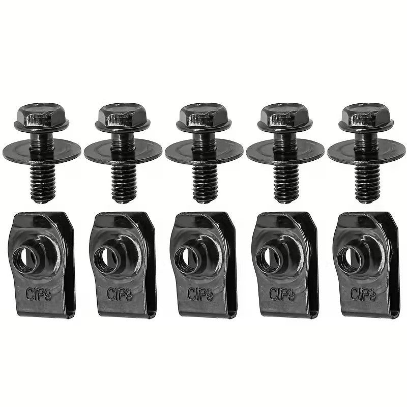 Set 5 Clip a Vite Cornice Targa Auto in Ferro Clip Fissaggio Supporto parafanghi