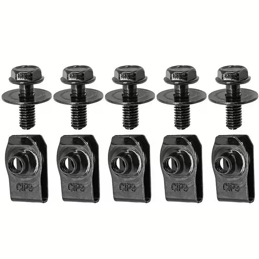 Set 5 Clip a Vite Cornice Targa Auto in Ferro Clip Fissaggio Supporto parafanghi