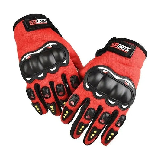 GUANTI ESTIVI MOTO COLORE ROSSO E NERO TOUCHSCREEN, CON PROTEZIONI, REGOLABILI