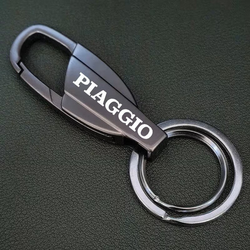 Portachiavi moto auto metallo lucido universale moschettone doppio anello