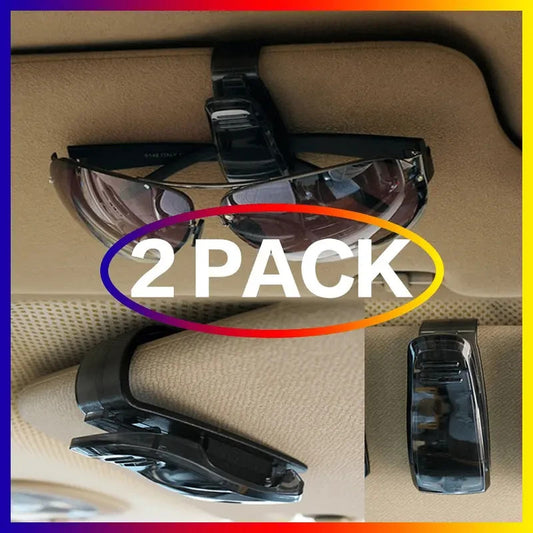 PORTAOCCHIALI  AUTO PER ALETTA PARASOLE SUPPORTO CLIP PER COLORE NERO 2 PEZZI