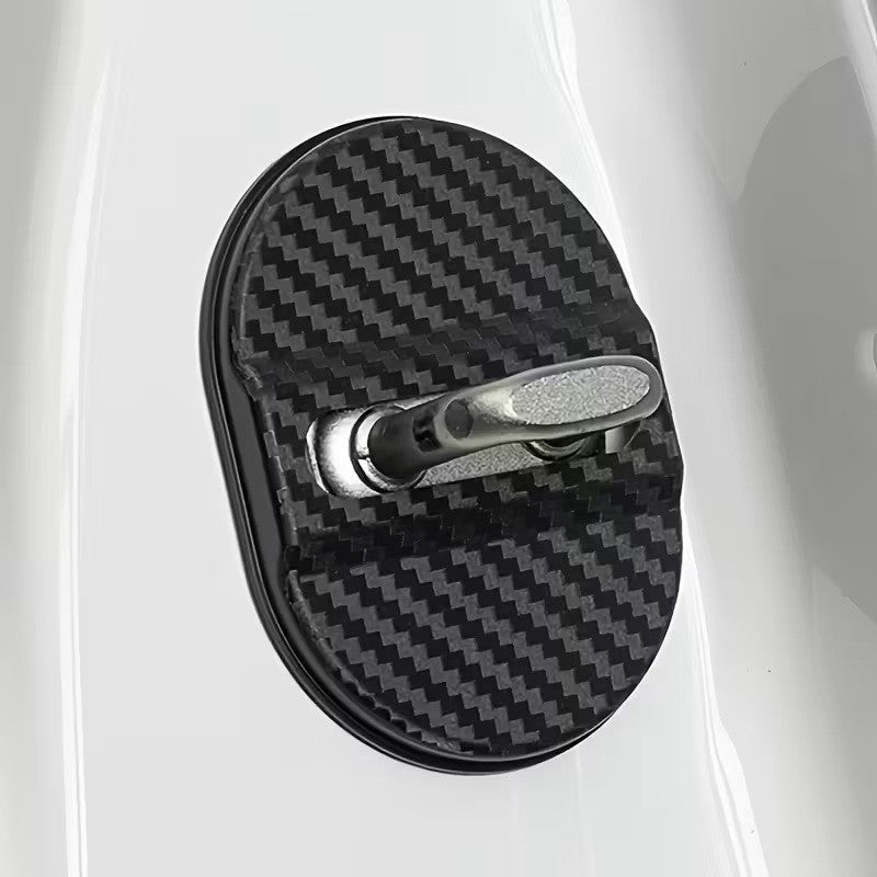 Set 4 coperture serratura porta auto universali carbon look antivibrazione