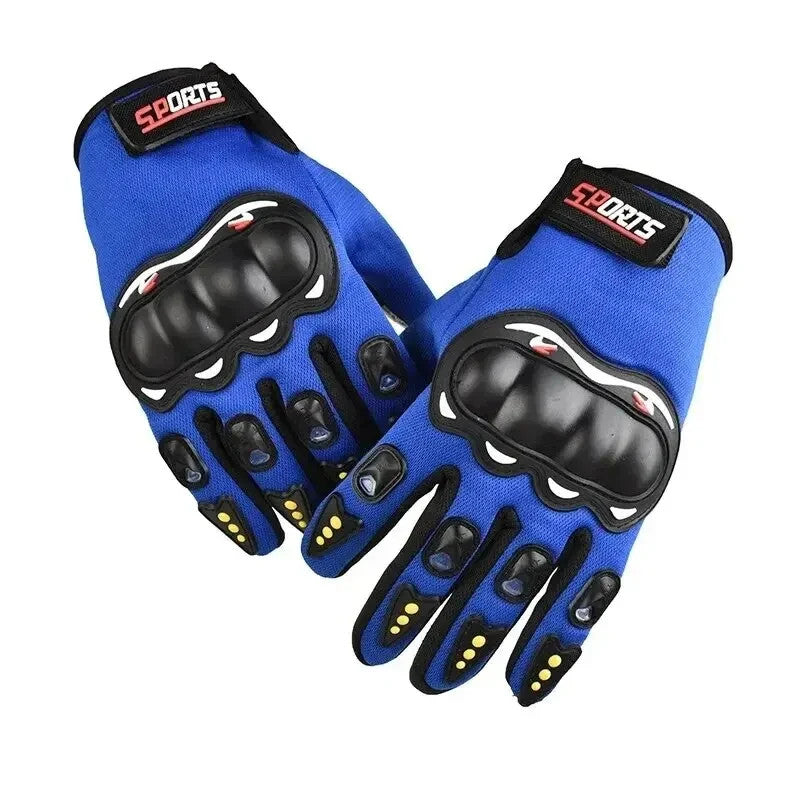GUANTI ESTIVI MOTO COLORE BLU E NERO TOUCHSCREEN, CON PROTEZIONI, REGOLABILI
