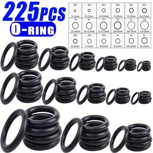 225 pezzi guarnizioni in gomma anelli o-ring assortiti varie misure