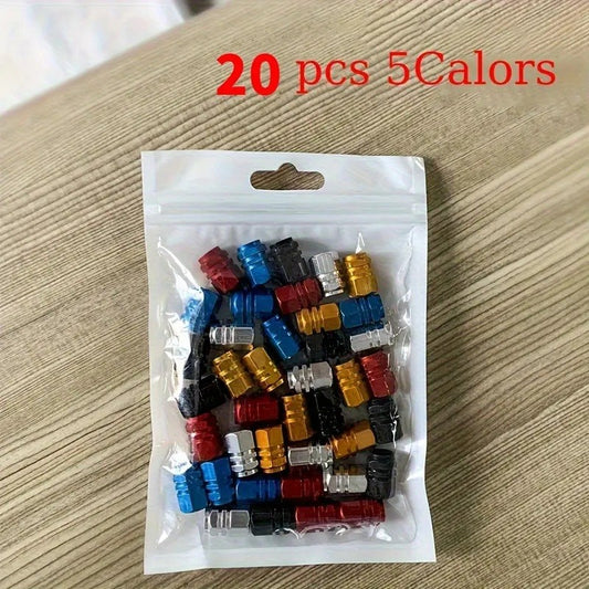 Set 20 Cappucci Valvole gomma cerchio Auto moto tappi Rosso Blu Nero Oro Argento